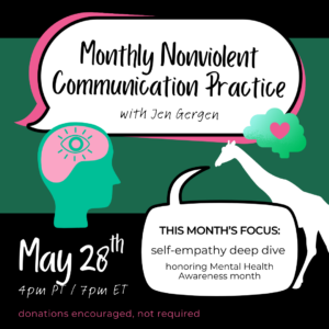 Monthly Open-To-All NVC Practice: Wed, May 28th - Self-Empathy Deep Dive